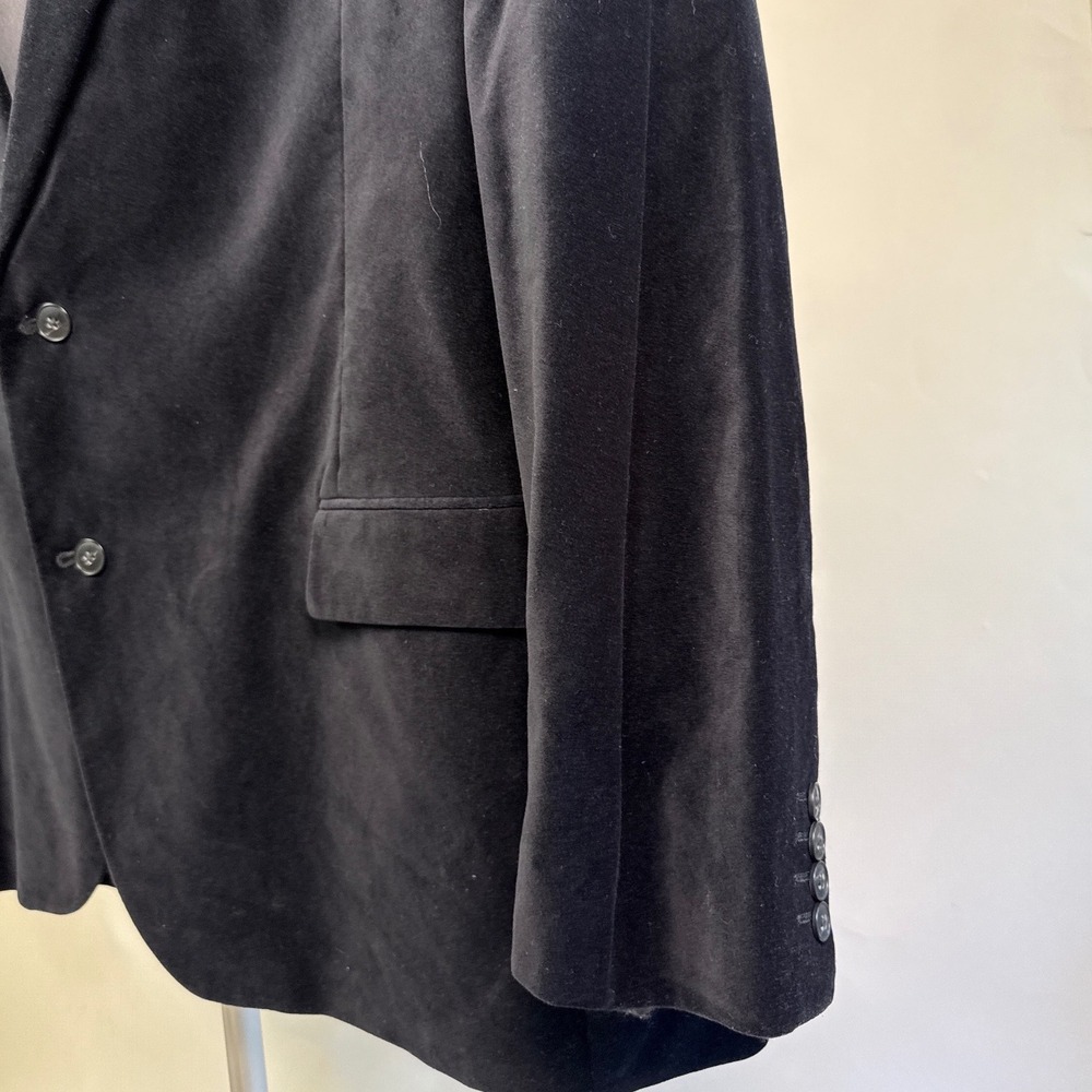 J Ferrar Mens Big and Tall Black Velvet Blazer Two Button Sport Coat Jacket - Picture 5 of 9